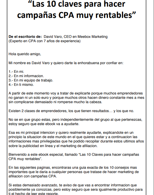 Las 10 claves para hacer campañas CPA	muy	rentables